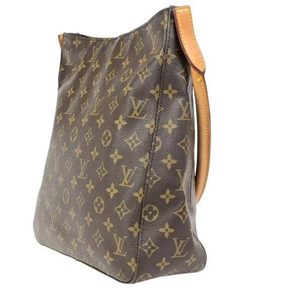 LOUIS VUITTON Logo Looping GM Shoulder Bag Monogram Leather Brown M51145 89ED212 - Picture 4 of 14